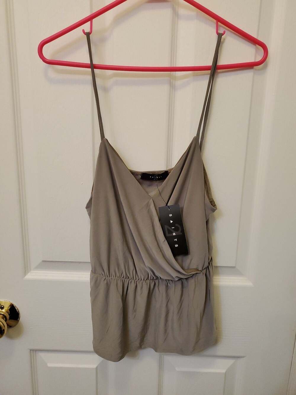 NWT 21 Saints Women's Spaghetti Strap Crossover Peplum Top